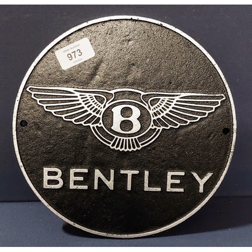 973 - Bentley Cast Metal Plaque C. 24cm W