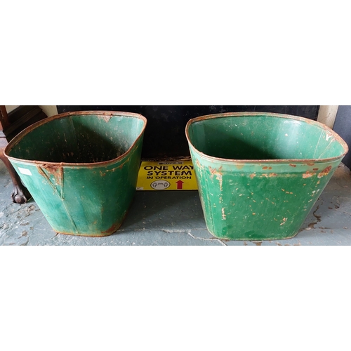 988 - Pair of Vintage Tin Planters - C. 43cm W x 30cm H