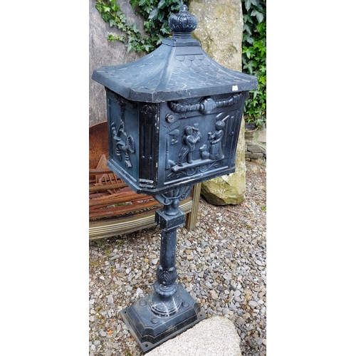 492 - Metal Free Standing Post Box - C 115cm H x 40cm W