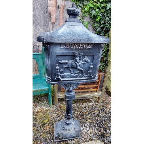 492 - Metal Free Standing Post Box - C 115cm H x 40cm W