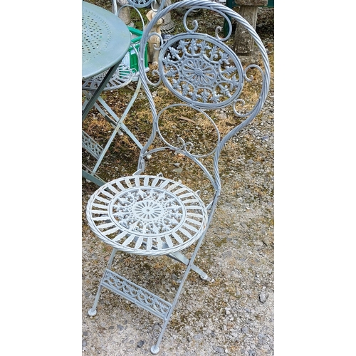 505 - Metal Garden Dining Set - Round Table (C. 96cm W x 73cm H) and 4 Chairs