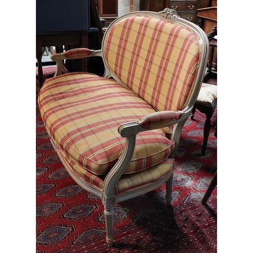 101 - Carved and Painted French Style 2 Seater Settee - C. 127cm W