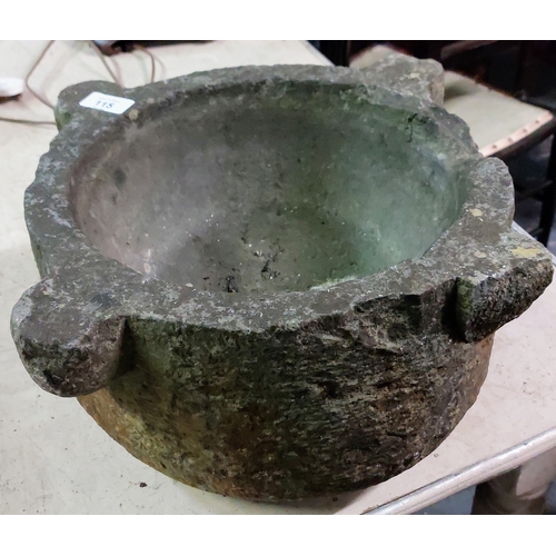 115 - Large Cut Stone Mortar - C. 41cm W x 21cm H