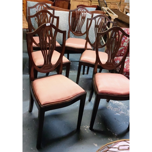 120 - Set of 6 Shield Back Mahogany Sheraton Style Dining Chairs