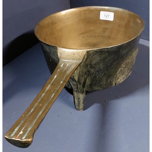 127 - Large Bronze 18th Century Long Handle Skillet Pot