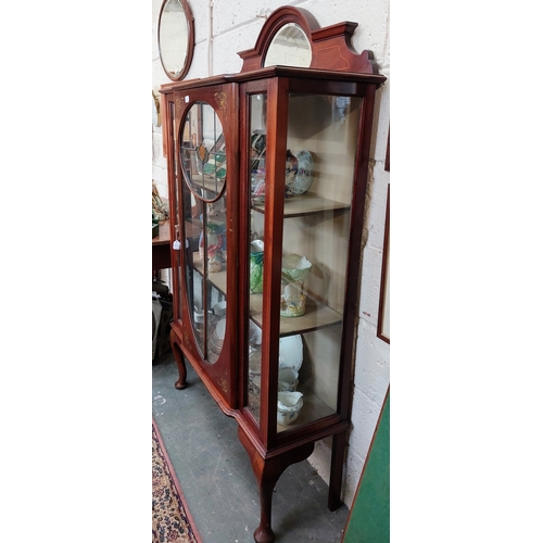 15 - Victorian Mahogany Single Door Inlaid Display Cabinet - C. 106cm W x 36cm D x 178cm H