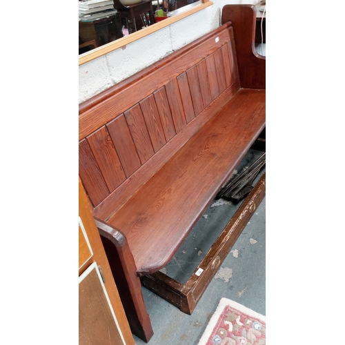 38 - Neat Size Pitch Pine Bench - C. 164cm W x 50cm D