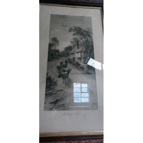 43 - Pair of Carved Oak Frame Country Scenes - C. 95cm H x 59cm W