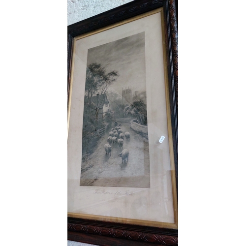 43 - Pair of Carved Oak Frame Country Scenes - C. 95cm H x 59cm W