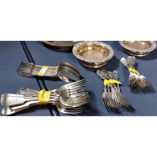 74 - Good Lot of Silver Plate inc Cutlery, Mirror Trays, Wine Bottle Coasters