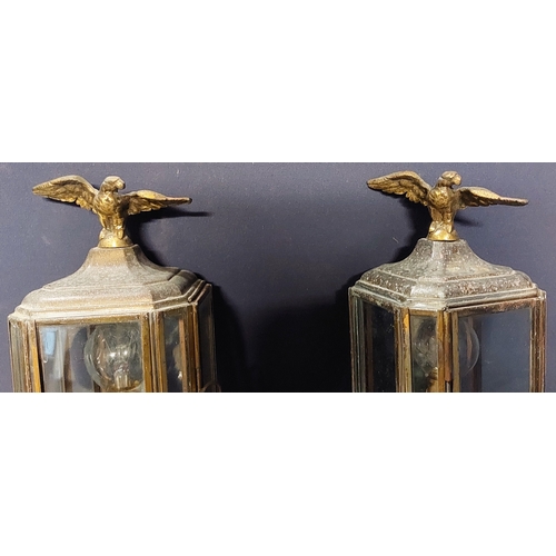 90 - Pair of Brass Wall Mount Lights - C. 36cm H