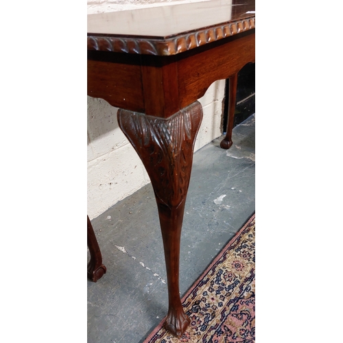 91 - Mahogany Rope Edge Hall Table on Ball and Claw Feet - C. 122cm W x 45cm D x 77cm H
