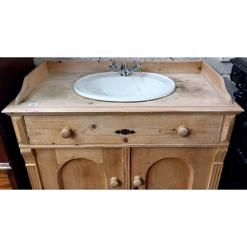 148 - Stripped Pine Cupboard with Fitted Sink - C. 103cm W x 51cm D x 98cm H