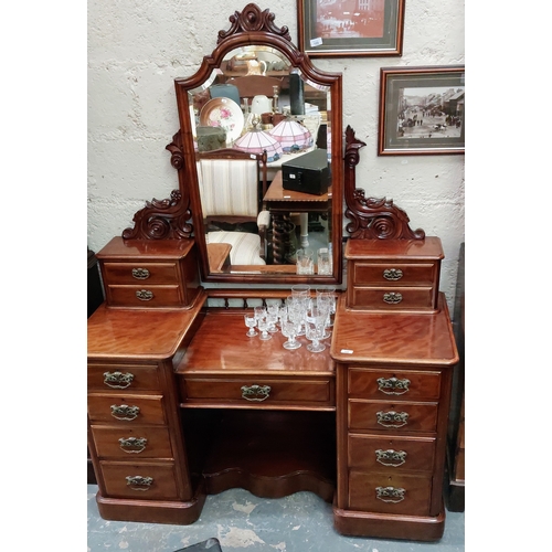 160 - Victorian Mahogany Duchess Dressing Table - C. 137cm W x 55cm D x 185cm H