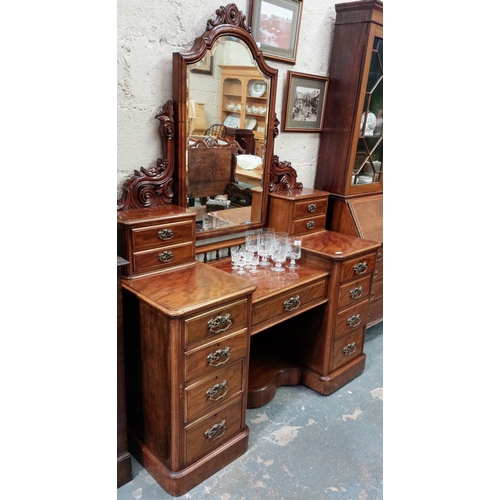 160 - Victorian Mahogany Duchess Dressing Table - C. 137cm W x 55cm D x 185cm H