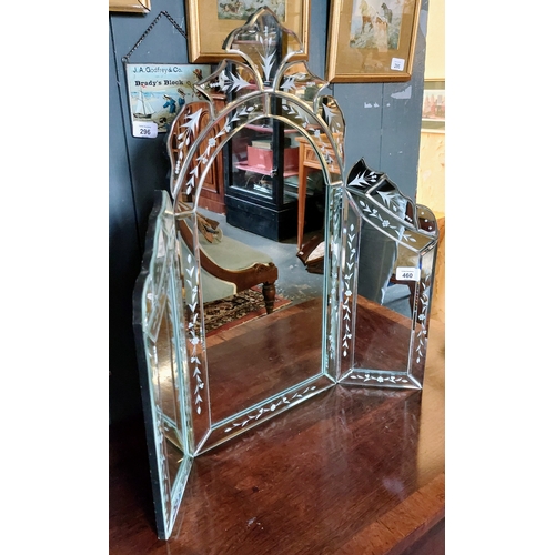 460 - Venetian Style Folding Crutch Mirror - C. 60cm H