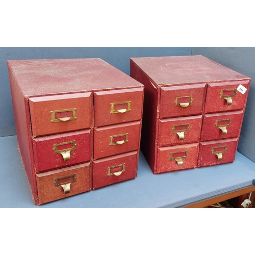 814 - Pair of 6 Drawer Index Card Filing Cabinets - C. 34cm W x 39cm D x 34cm H