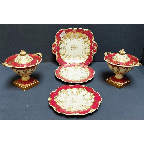 897 - Pair of Victorian Tureens, 2 Plates & Dish