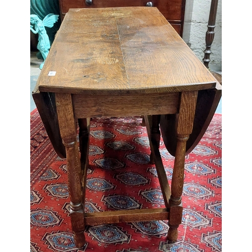 104 - Fine Oak Drop Leaf Gate Leg Table - C. 120cm W x 58cm D x 75cm H