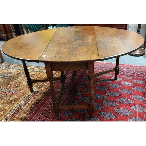 104 - Fine Oak Drop Leaf Gate Leg Table - C. 120cm W x 58cm D x 75cm H