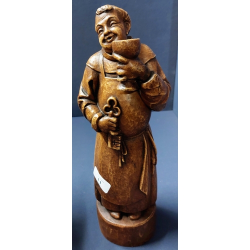 11 - Pair of Pastoral Carved Wooden Figures - C. 35cm H