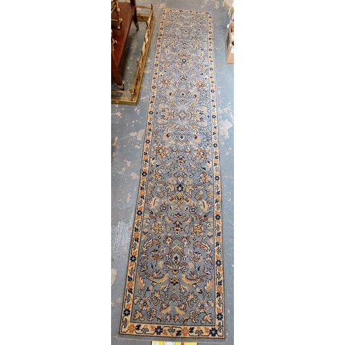 117 - Blue Wool Runner Rug - Kaschmir - C. 342cm x 70cm