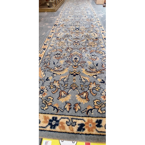 117 - Blue Wool Runner Rug - Kaschmir - C. 342cm x 70cm