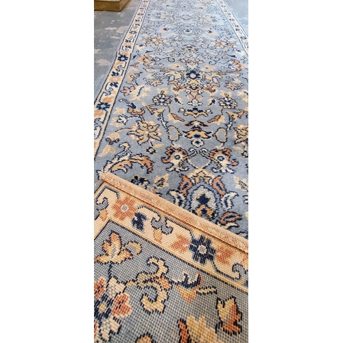 117 - Blue Wool Runner Rug - Kaschmir - C. 342cm x 70cm