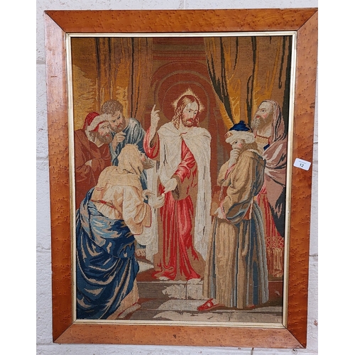 12 - Framed Religious Tapestry - C. 68cm W x 86cm H