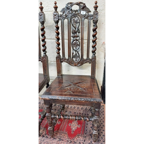 121 - Pair of Highly Carved Oak Hall Chairs