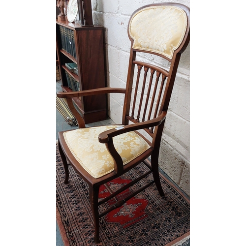 130 - Edwardian High Back Upholstered Armchair