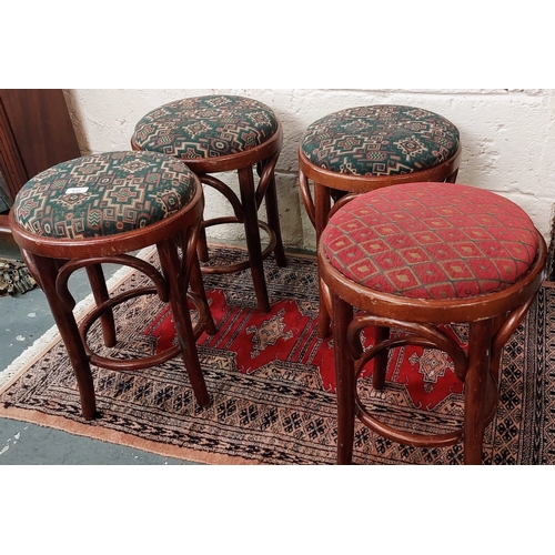 137 - 4 Bentwood Upholstered Seat Stools