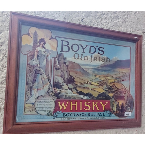 160 - Framed Boyds Old Irish Whisky Advertising Print - C. 68cm W x 48cm H