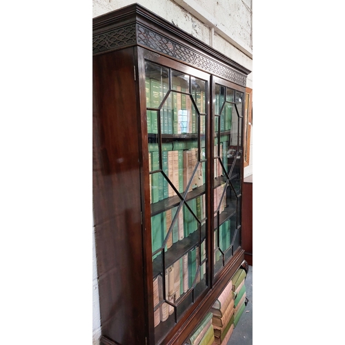 18 - Mahogany Display Case with Astral Glazed Doors on Ball and Claw Feet - C. 128cm W x 33cm D x 190cm H