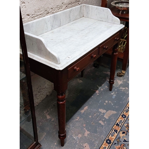 192 - Marble Top Gallery Back Washstand with 2 Drawers - C. 92cm W x 46cm D x 88cm H