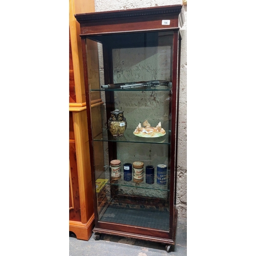 196 - Edwardian Shop Display Cabinet on Castors - C. 55cm W x 35cm D x 139cm H