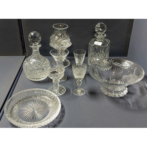 2 - Lot of Cut Glass inc Decanters, Vases, Bowl etc