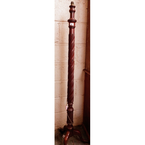 40 - Mahogany Barley Twist Torchere on Tripod Base - C. 170cm H