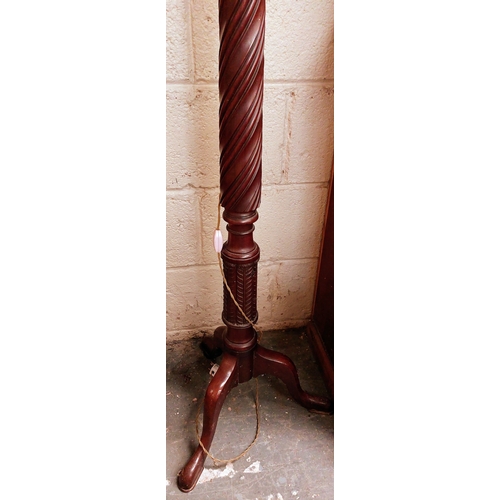 40 - Mahogany Barley Twist Torchere on Tripod Base - C. 170cm H