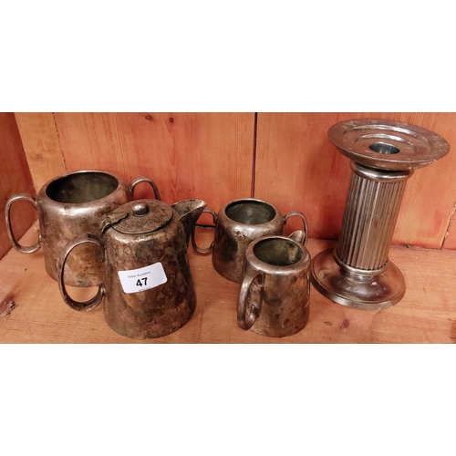 47 - EPNS Coffee Set and Candle Holder