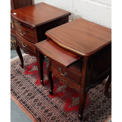 70 - Pair of Mahogany 2 Drawer Side Tables with Brush Slides - C. 44cm W x 40cm D x 67cm H