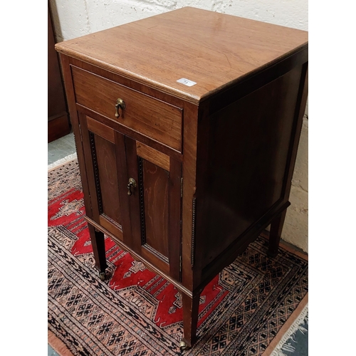 73 - Mahogany Pot Cupboard with Drawer - C. 46cm W x 50cm D x 82cm H. On Brass Castors