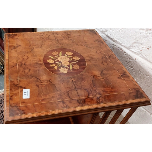 82 - Neat Walnut Veneer Revolving Bookcase with Inlay - C. 48cm x 48cm x 82cm H