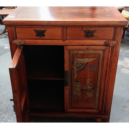 87 - Japanned Painted Cabinet with 2 Drawers - C 72cm W x 45cm D x 83cm H