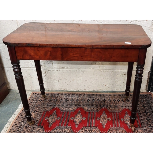 91 - Georgian Mahogany Console Table on Turned Legs with Brass and Ceramic Castors - C. 92cm W x 46cm D x... 