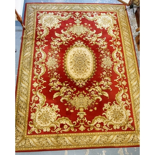 264 - Red Merakish Wool Carpet Square - C. 352cm x 254cm