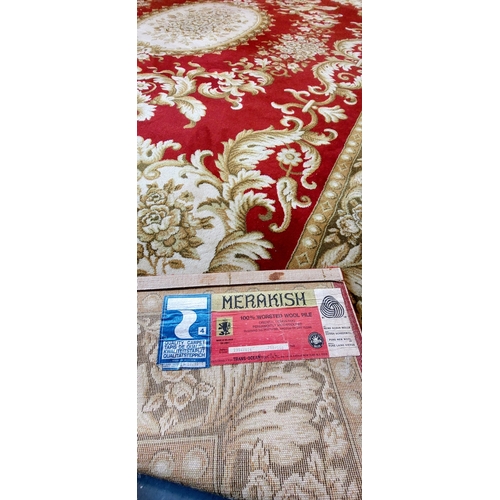 264 - Red Merakish Wool Carpet Square - C. 352cm x 254cm