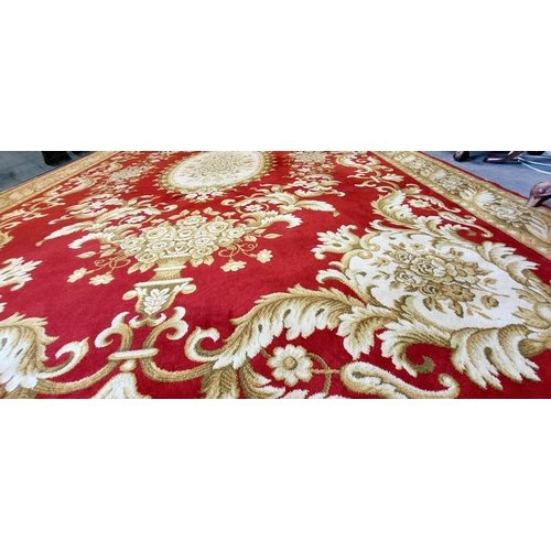 264 - Red Merakish Wool Carpet Square - C. 352cm x 254cm