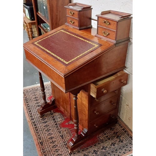 265 - Mahogany Davenport with Gilt Tooled Leather Slope and Drawers to the Side - C. 59cm W x 53cm D x 95c... 