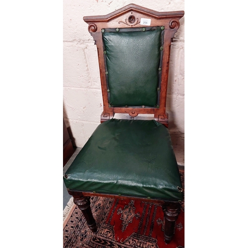 266 - Pair of Victorian Oak Leather Seat Chairs